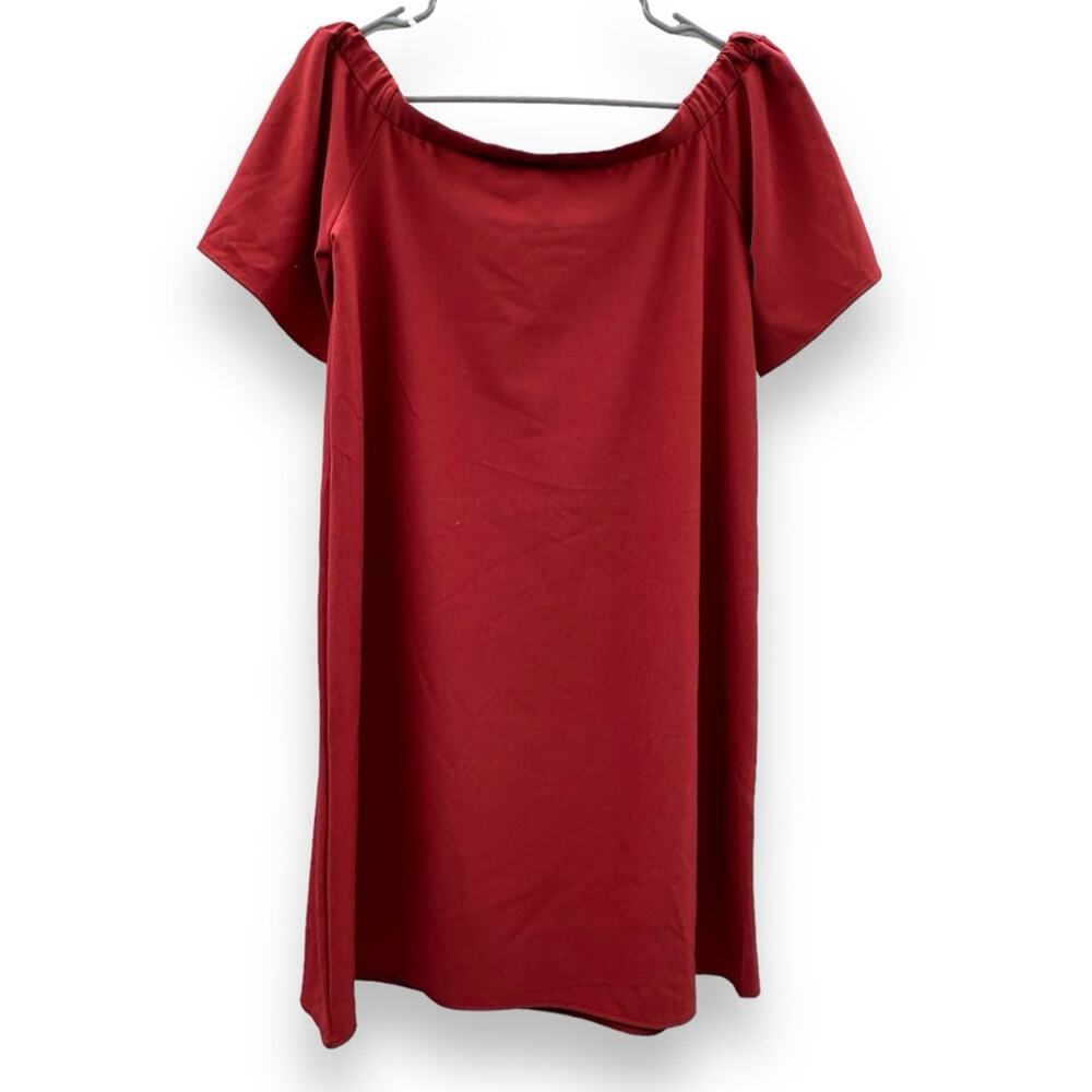Nordstrom BP Mauve Red Short Sleeve Off the Shoulder Shift Mini Dress Size M NEW